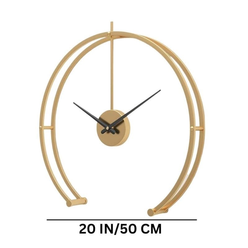 Iron Half Round Large Wall Clock For Home Wall And Office Wall And Restaurant Wall Elegant Look Premium Quality Gold Finish