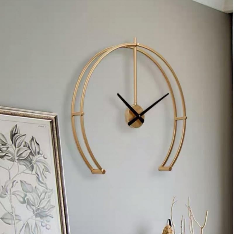 Iron Half Round Large Wall Clock For Home Wall And Office Wall And Restaurant Wall Elegant Look Premium Quality Gold Finish