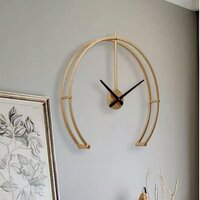 Iron Half Round Large Wall Clock For Home Wall And Office Wall And Restaurant Wall Elegant Look Premium Quality Gold Finish