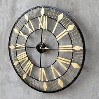 Iron Round Large Wall Clock For Home Wall And Office Wall And Restaurant Wall Elegant Look Premium Quality Black And Gold Finish