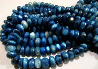 Natural Blue Topaz Moonstone Rondelle Faceted Coated 8mm Beads Strand 7''