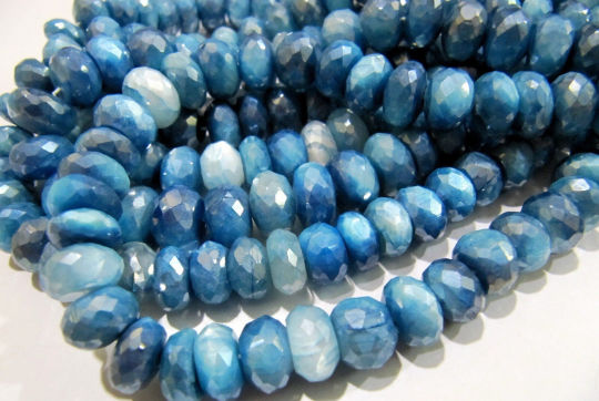 Natural Blue Topaz Moonstone Rondelle Faceted Coated 8mm Beads Strand 7''