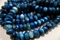 Natural Blue Topaz Moonstone Rondelle Faceted Coated 8mm Beads Strand 7''