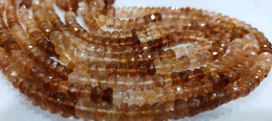 Natural Imperial Topaz 6-7mm Rondelle Faceted Beads Strand 10 inches long