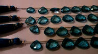 Natural London Blue Topaz Heart Shape Faceted 13-15mm Beads strand 8''long