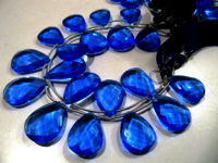 London Blue Topaz Faceted Pear Shape 16x21mm to 18x25mm Beads Strand 8''