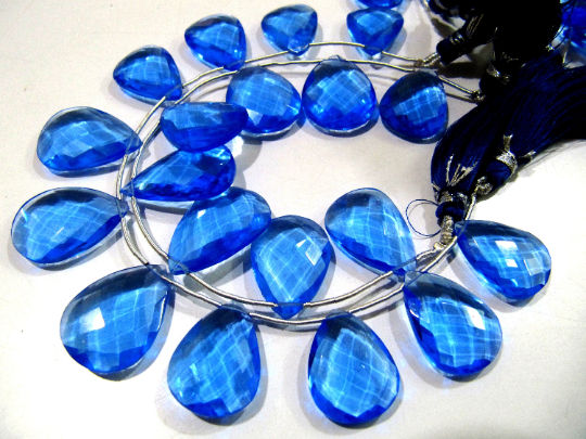 London Blue Topaz Faceted Pear Shape 16x21mm to 18x25mm Beads Strand 8''