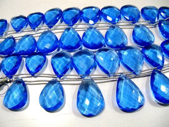 London Blue Topaz Faceted Pear Shape 16x21mm to 18x25mm Beads Strand 8''