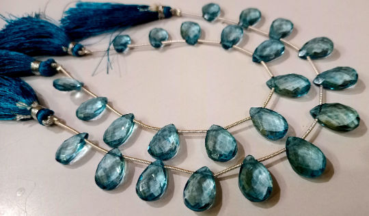 Natural London Blue Topaz Pear Shape Faceted 8x13 to 10x15mm Beads strand 8''