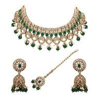 Moonlit Elegance Reverse AD Mehandi plated choker Necklace Set