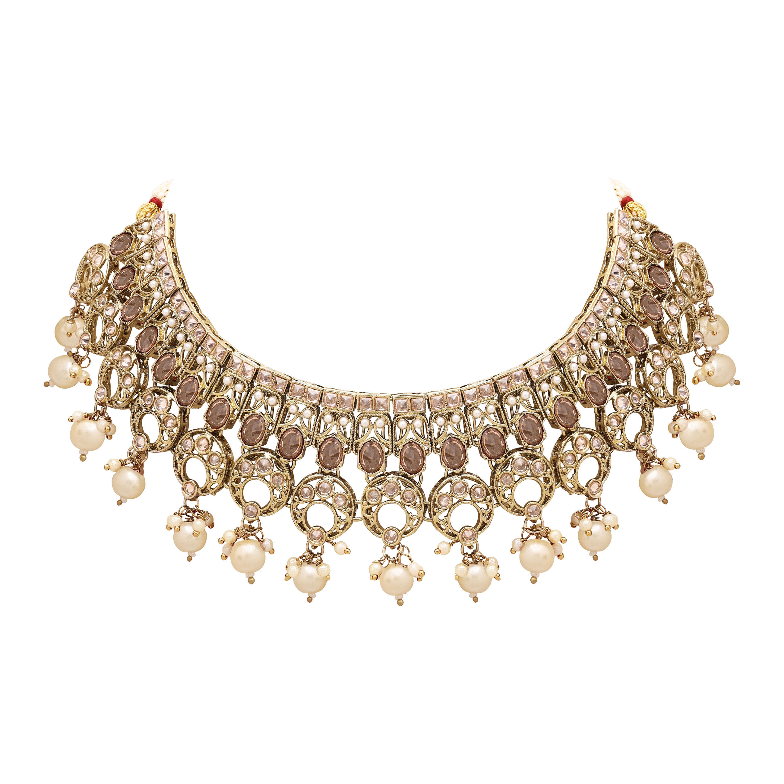 Moonlit Elegance Reverse AD Mehandi plated choker Necklace Set.