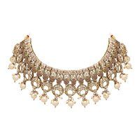 Moonlit Elegance Reverse AD Mehandi plated choker Necklace Set.