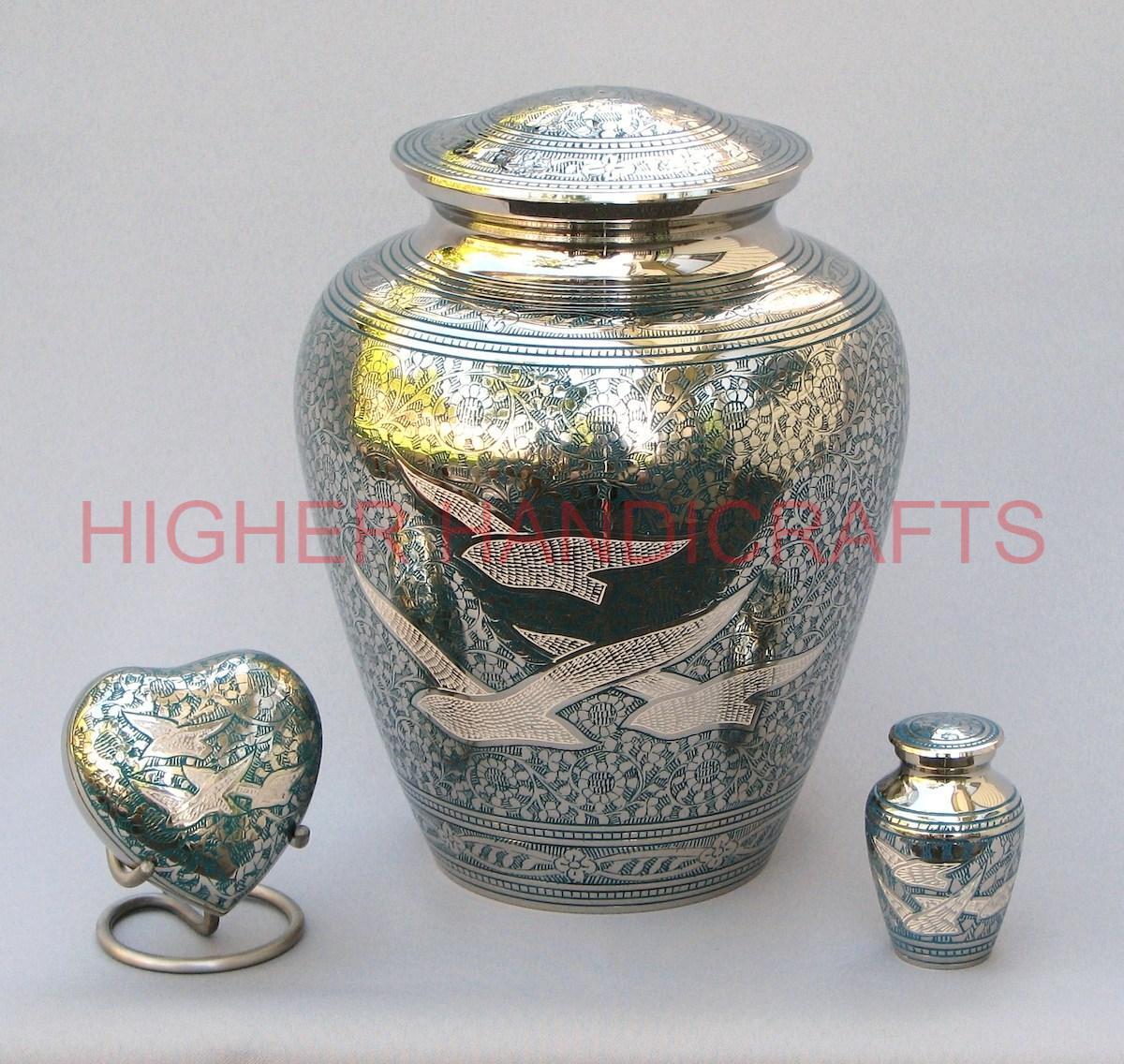 Mother of Pearl Brass Cremation Urn for Human Ashes - Premium Quality Burial Urns Manufacturer