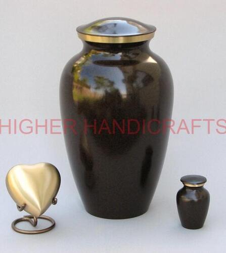 Adult Brass Cremation Urn for Ashes , Large Urns with Small Keepsake Urns set