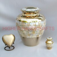 Adult Brass Cremation Urn for Ashes , Large Urns with Small Keepsake Urns set