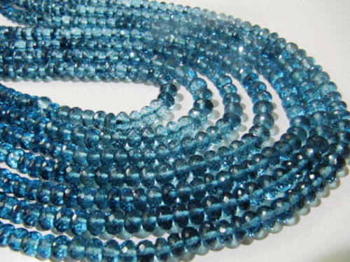 Topaz London Blue 8mm Rondelle Faceted Beads Strand 8 Inches Long