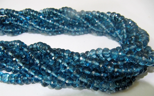 Topaz London Blue 8mm Rondelle Faceted Beads Strand 8 Inches Long