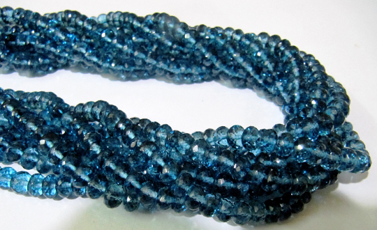 Topaz London Blue 8mm Rondelle Faceted Beads Strand 8 Inches Long