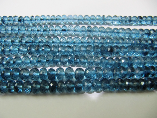 Topaz London Blue 8mm Rondelle Faceted Beads Strand 8 Inches Long