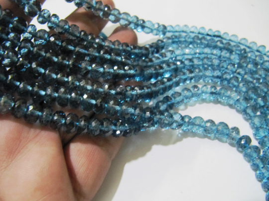 Topaz London Blue 8mm Rondelle Faceted Beads Strand 8 Inches Long