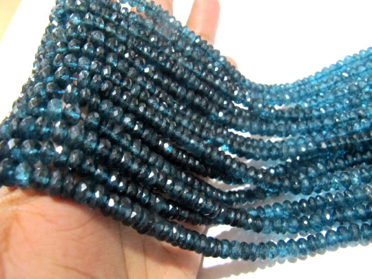 Natural London Blue Topaz 6 to 7mm Rondelle Faceted Strand 8 Inches long