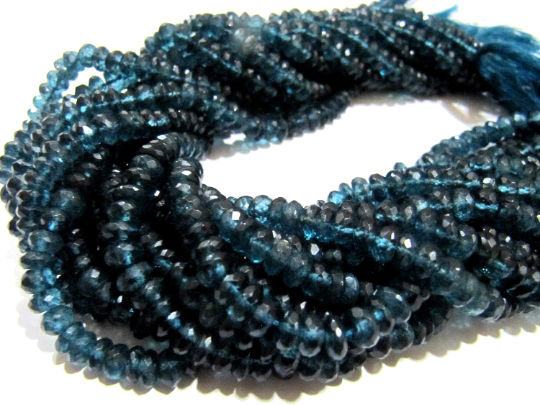 Natural London Blue Topaz 6 to 7mm Beads Rondelle Faceted Strand 8 Inch long