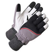 Flex Leather Palm Gloves - Leather Material, Full Finger Style, Black And White Color | Durable, Versatile For Various Tasks