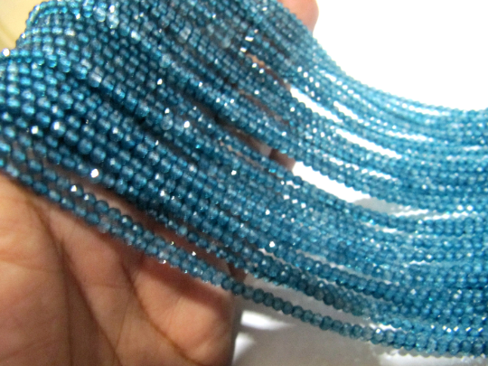 Natural London Blue Topaz 2 to 3mm Rondelle Faceted Strand 13 Inches long