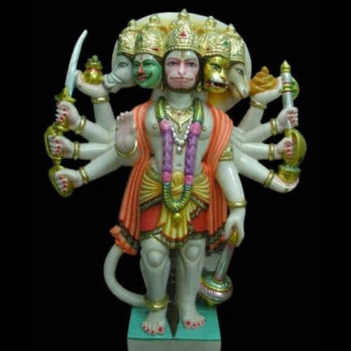 Polished Marble Panchmukhi Hanuman Ji Statue