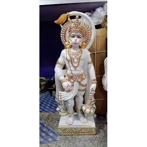White Polished Marble Hanuman Ji Statue