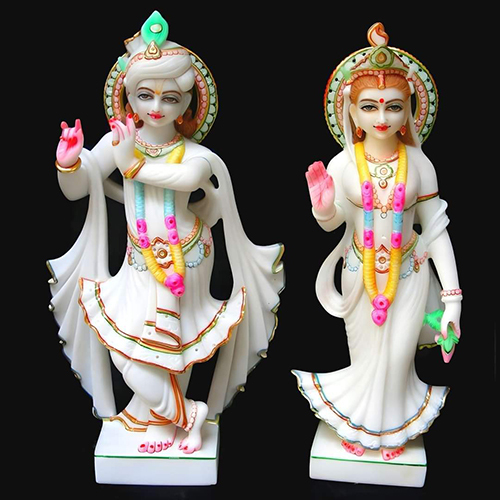 Polished Marble Standing Lord Radha Krishna Statue