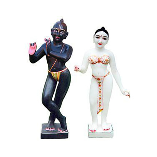White And Black Marble Lord Radha Krishna Statue