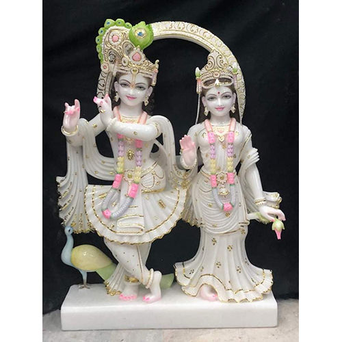 Polished Marble Radha Krishna Statue