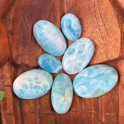 5Mm 100% Natural Larimar Smooth Cabochon - Shape: Oval Cut