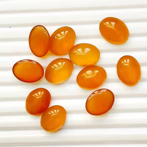 Orange Color Round Cabochon Shape Semiprecious