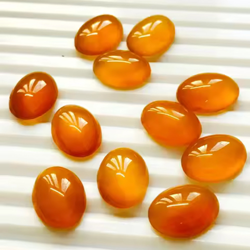 6Mm Natural Red Carnelian Round Shape Cabachon - Stone Color: Yellow