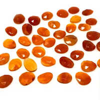 Natural Carnelian Rose Cut Cabochons - High-quality Gemstone, Various Sizes Available, Elegant Oval Shape, Treated With Oiling For Enhanced Beauty, Versatile Yellow Stone Color