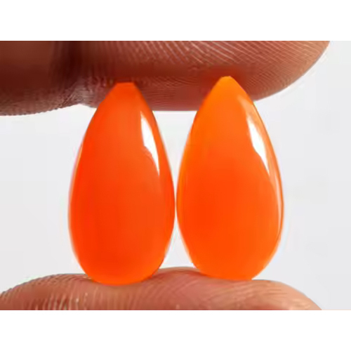 Orange Carnelian Cabochon Gemstone Par Cut Shape