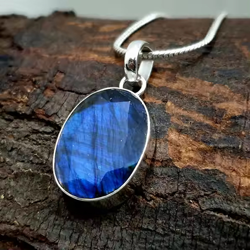 Blue Labradorite Solid 925 Sterling Silver Pendant