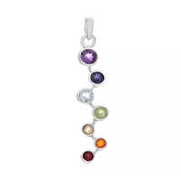 7 Chakras Stone Healing Handmade Pendant Necklace - Shape: Round