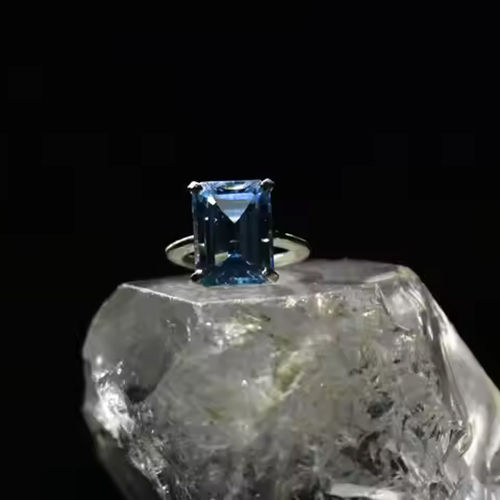 Blue Topaz Gemstone Ring - Shape: Square