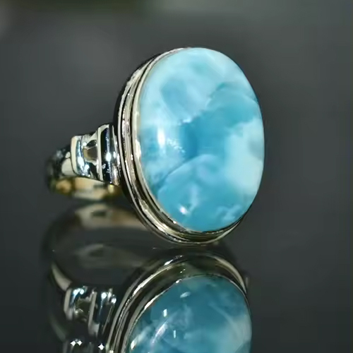 Larimar Stone Sterling Silver Ring