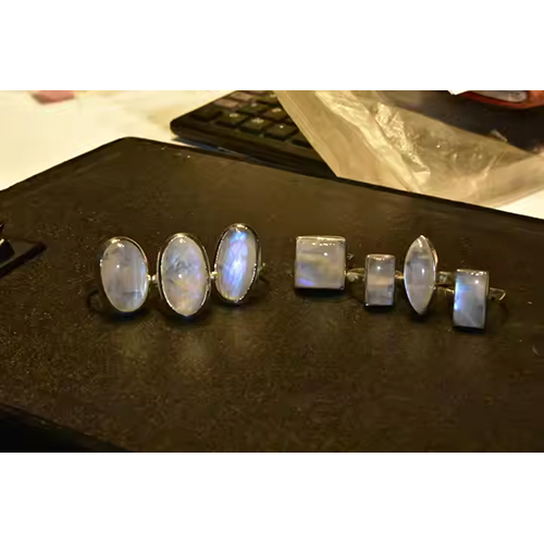 925 Sterling Silver Rainbow Moonstone Rings