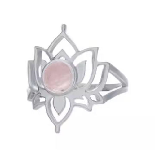 Lotus Flower Design Handmade Ring - Shape: Round