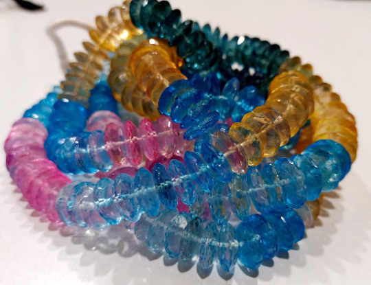 Multi Color Topaz Rondelle Faceted 11-12mm beads Strand 8 Inch Long