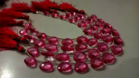 Natural Pink Topaz Heart Shape Faceted 13-15mm Beads strand 8 inch Long