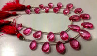 Natural London Pink Topaz Pear Shape Faceted 8x13 to 10x15mm Per strand 8''