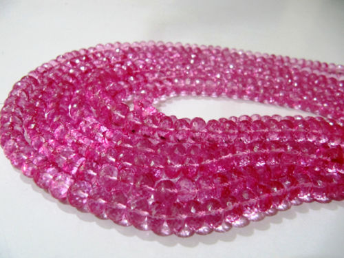 Natural Topaz Pink 8mm Rondelle Faceted Beads Strand 8 Inch Long