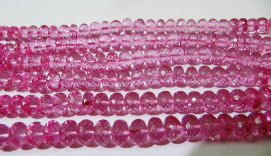 Natural Topaz Pink 8mm Rondelle Faceted Beads Strand 8 Inch Long