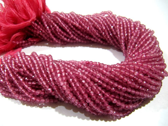 Pink Topaz Rondelle Faceted Beads 2mm Strand 13 inches long